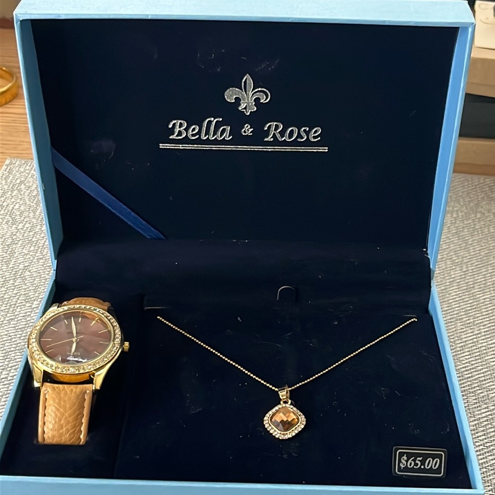 Bella & Rose Watch and Necklace Set - new in box
